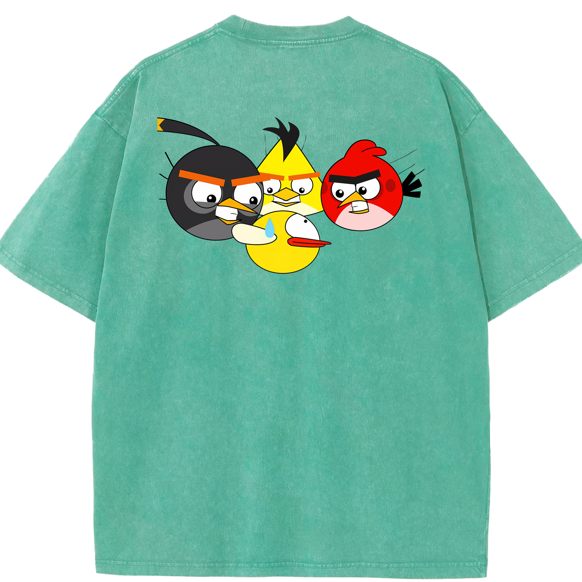 （画像用） Angry Birds アングリーバード 綿100% ヴィンテージ風 半袖Tシャツ（背面プリント）